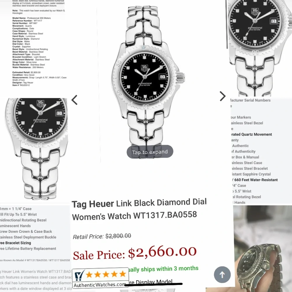 Tag Heuer Link Black Diamond Dial Eomen’s Watch BA0561